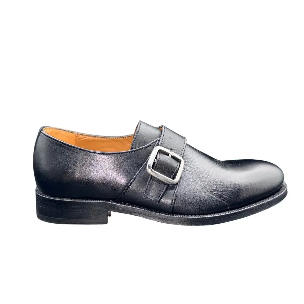 John Tweed Tailored Monk Strap Shoes EU 40 US 7 Black Leather Dress Shoes